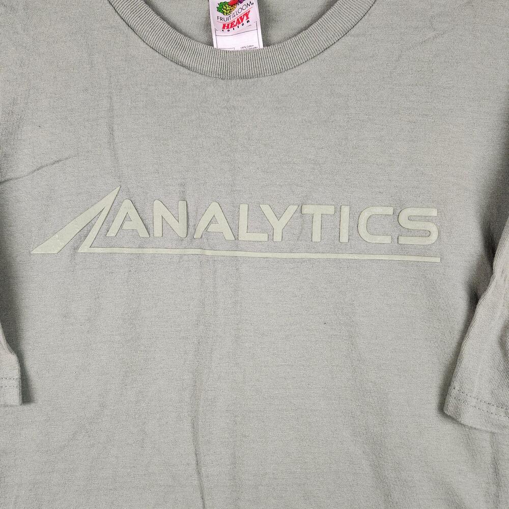 Vintage Analytics Shirt Mens 2XL Green Raised Letter Logo Computer Analytics Y2k